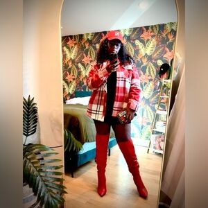 INC Women’s Red Iyonna Slouchy Faux Leather Over the Knee Boots Size 10.5M